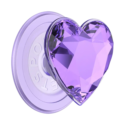 Crystal Heart Black Glitter — MagSafe PopGrip