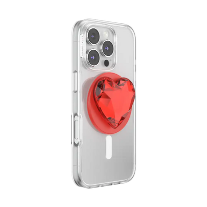 Crystal Heart Rosso — MagSafe PopGrip