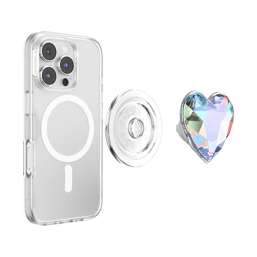 Iridescent Crystal Heart — MagSafe PopGrip