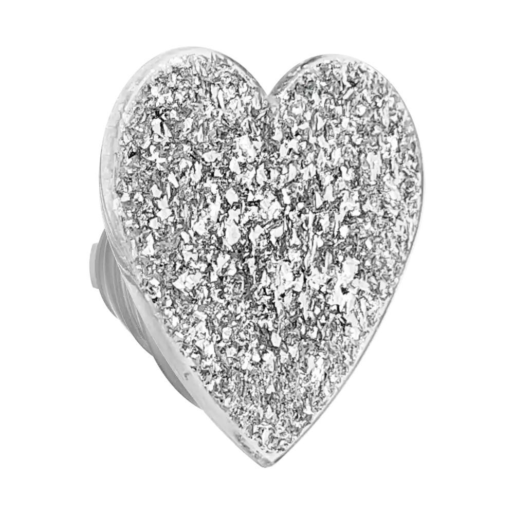 Confetti Heart Silver Sizzle — MagSafe PopGrip