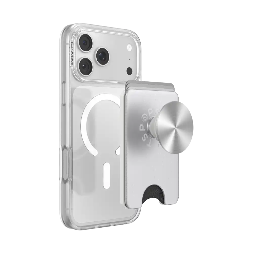 Silver Radial — MagSafe Kick-Out PopWallet+ & Stand