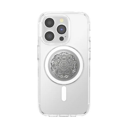 Enamel Silver Mandala — MagSafe PopGrip