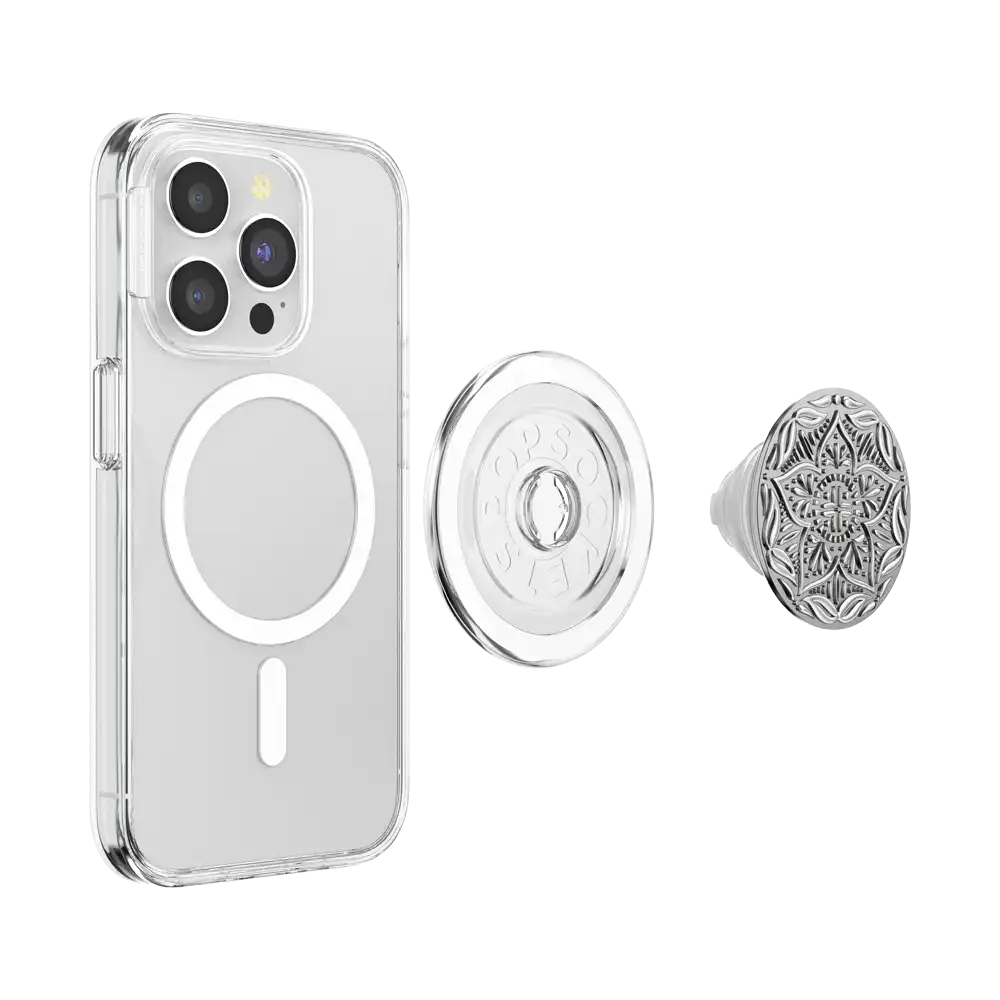 Enamel Silver Mandala — MagSafe PopGrip