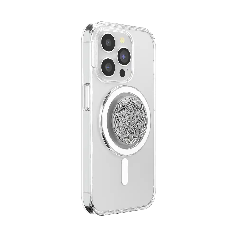 Enamel Silver Mandala — MagSafe PopGrip