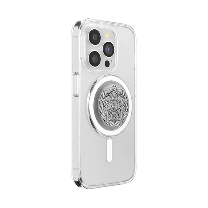 Enamel Silver Mandala — MagSafe PopGrip