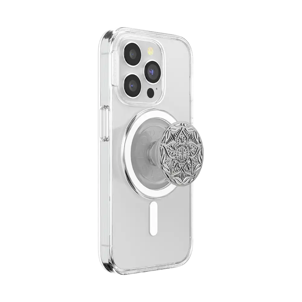 Enamel Silver Mandala — MagSafe PopGrip